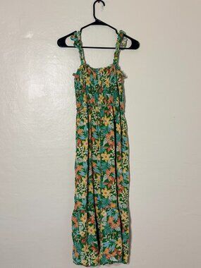 Chenault Green Tropical Floral Maxi Dress Size M